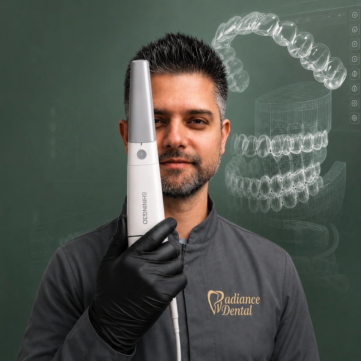 Dr. Gabriel Zubiria con escáner intraoral 3D y alineadores